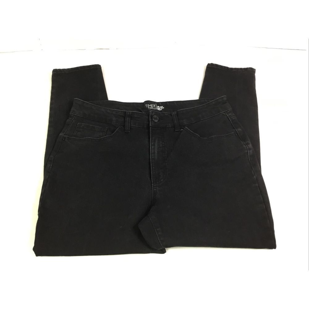 TIME and TRU Denim Jeans Womens Size 18 P Black Stretch High‎ Rise Skinny Pants